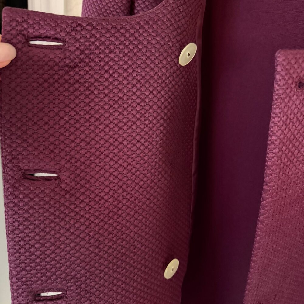 Elegant NEW NEVER WORN burgundy special occasion outfit, silk+wool, Size 12-14, - Picture 11 of 11